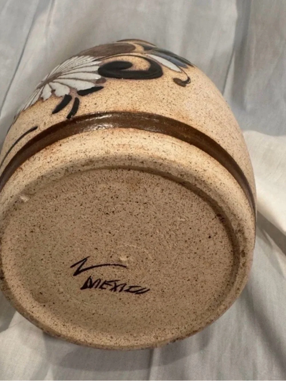 Tonala Handmade Pottery Mexican Blue Bird/Floral Flower Vase Signed.  Almost 9”